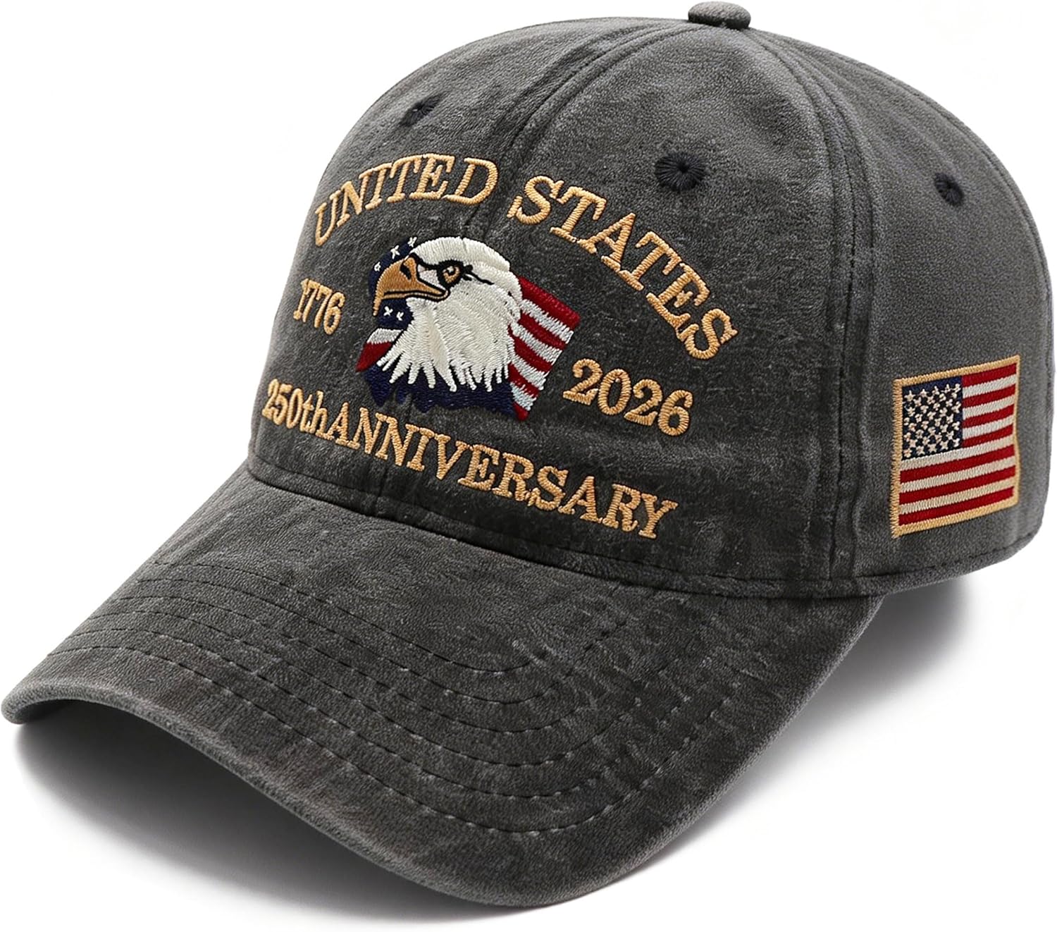 250th Anniversary USA Hat 1776-2026, Adjustable American Vintage Embroidered Eagle, Flag Unisex Patriotic Baseball Cap