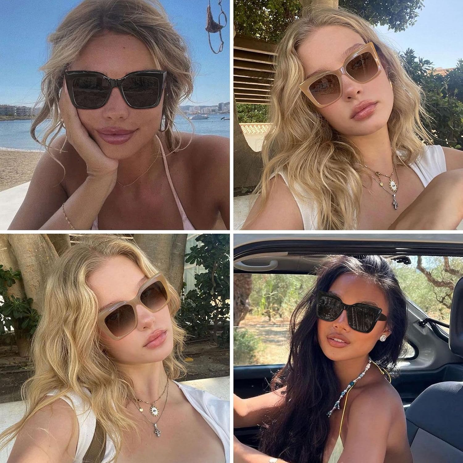 Large Square Sunglasses Trendy Polarized Sunglasses for Women Men Classic Retro Style UV400 Protection - Image 3