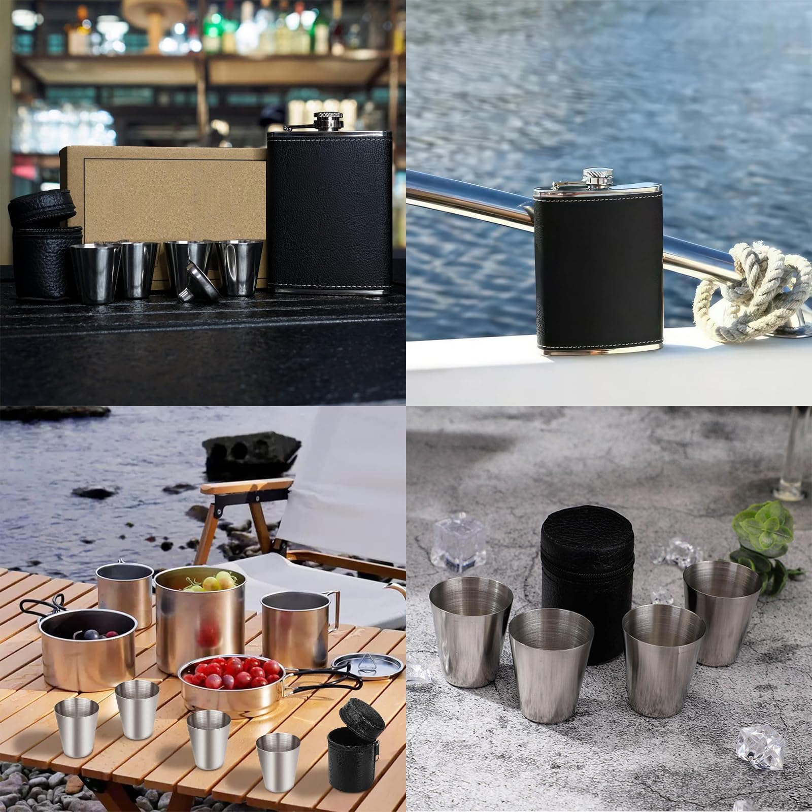 Flachmann, Flachmann Roestvrij Staal Zwarte Kleur Whiskey
