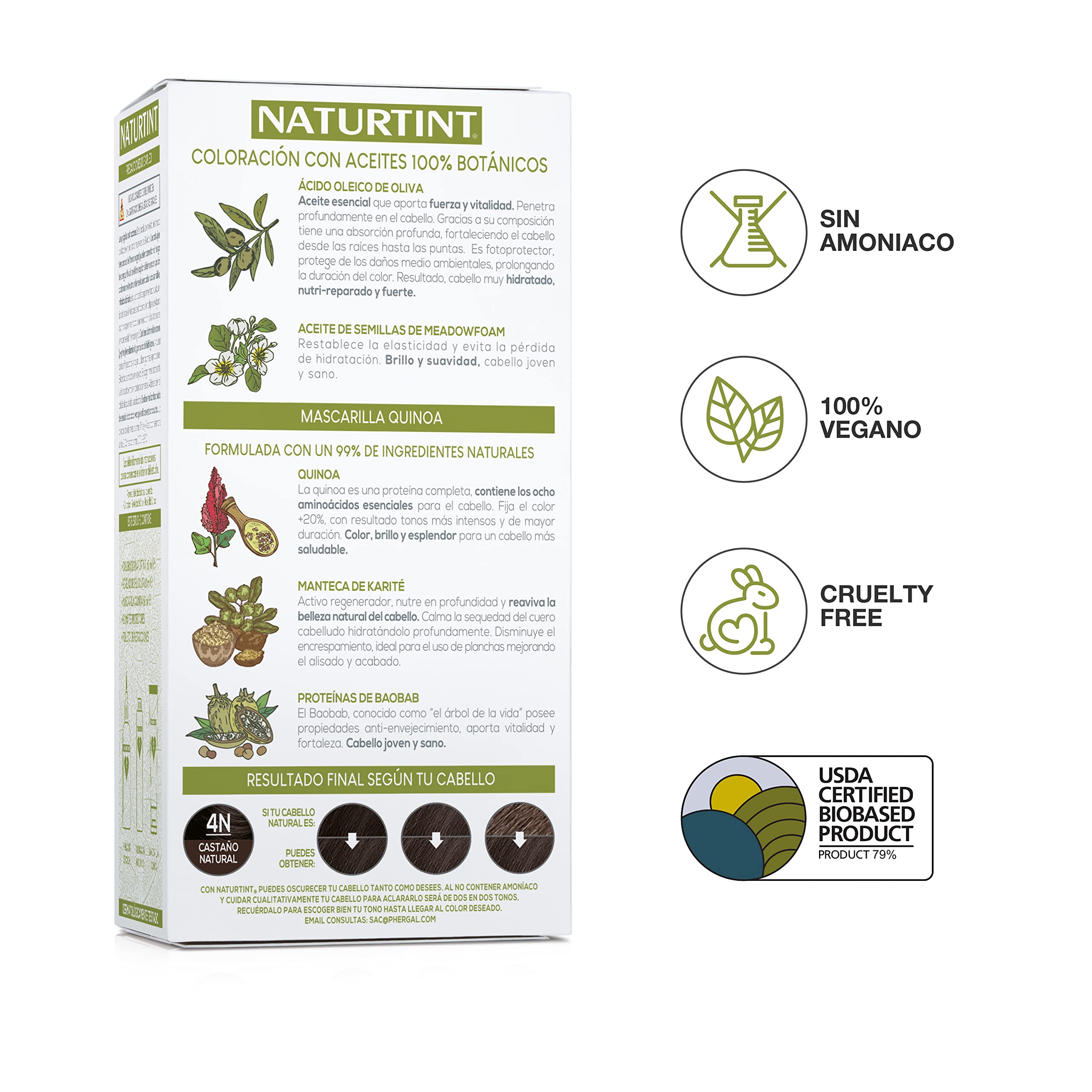 Naturtint Biobased | Coloración sin amoniaco | 100% cobertura de canas | Ingredientes vegetales | Color natural y duradero | 6N Rubio Oscuro | Pack de 3