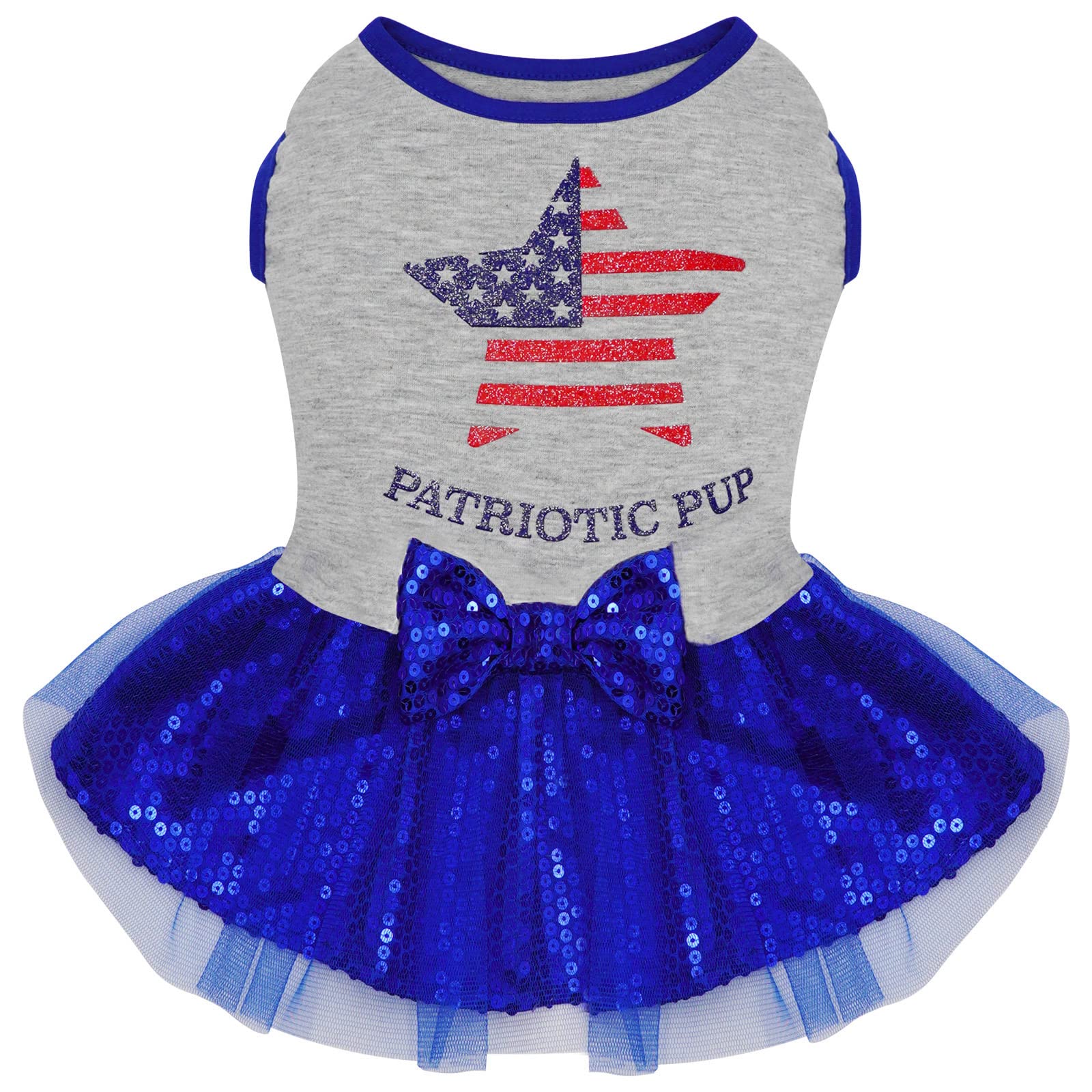 Photo 1 of Bundle of 2 KYEESE Dogs Dresses USA Flag with Bowtie Dog Dress for Small Dogs Patriotic Dog Apparel Medium 