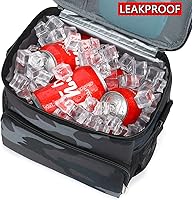 Vista 3 de Bolsa de almuerzo reutilizable aislada para adultos, lonchera grande para mujeres y hombres con correa ajustable para el hombro, bolsillo frontal