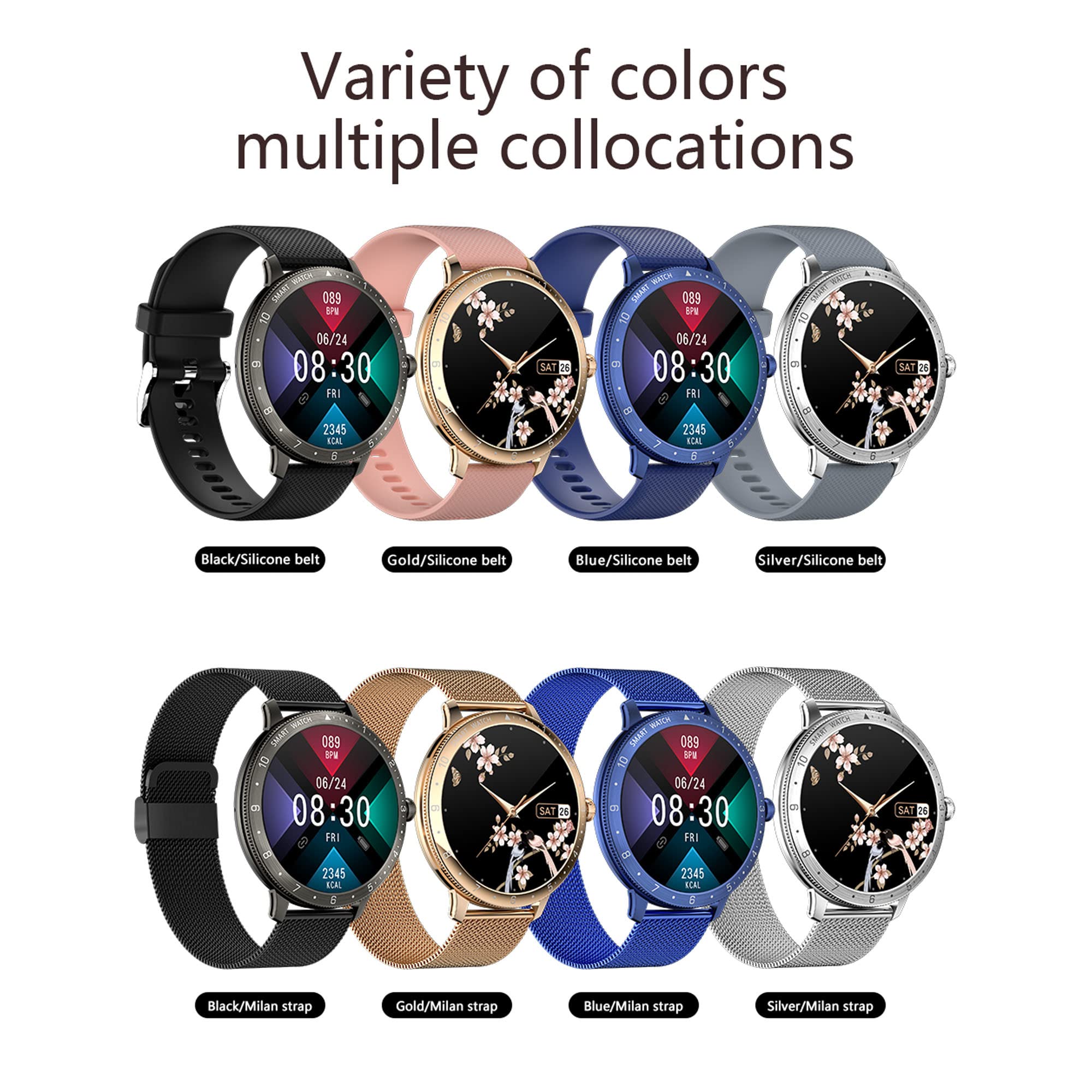 Montre Connectée Femme 2022 avec Appel/Numérotation Bluetooth Smartwatch Sport IP67 avec Lecteur de Musique Fonction Féminine Podomètre Fréquence Cardiaque Bracelet