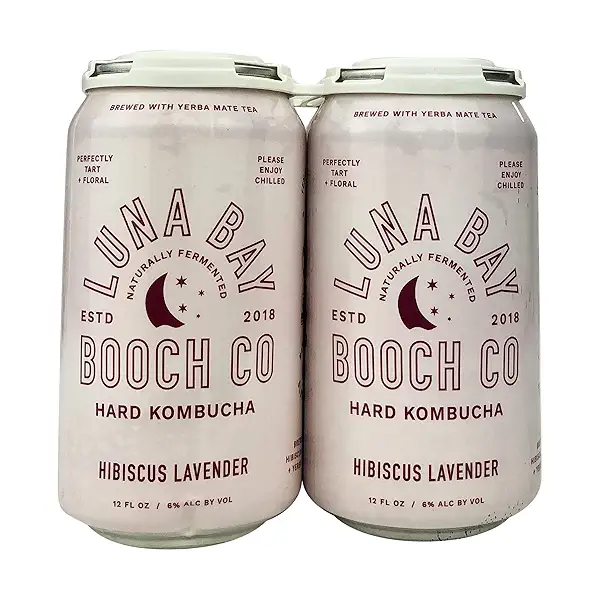 LUNA BAY BOOCH CO. Hibiscus Lavender Hard Kombucha 4pk Cans, 12 FZ 4