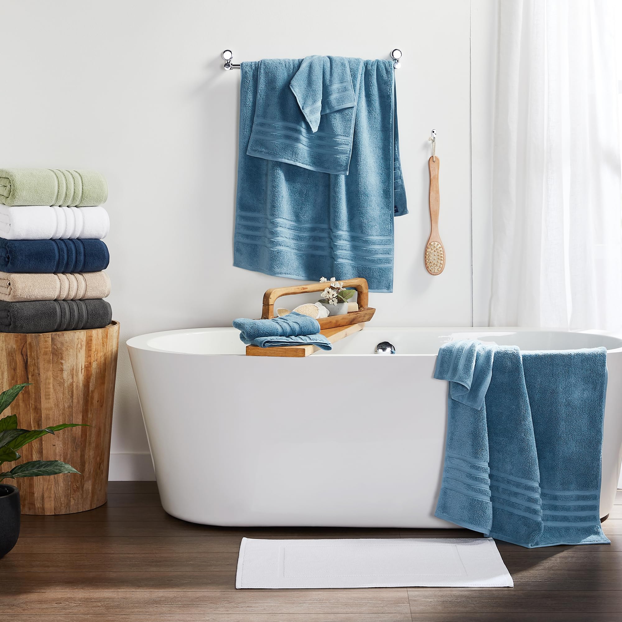 ESSELL 24/7 Set di 6 asciugamani da bagno, 700 g/m², 100% cotone, 2 asciugamani da bagno, 2 asciugamani per le mani, 2 salviette, altamente assorbenti, ultra morbidi, per palestra, spa, hotel, Airbnb