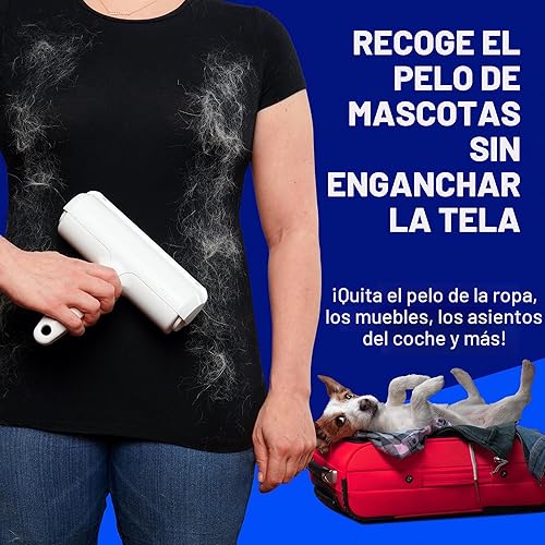 Miniatura 5 de ChomChom Roller removedor de pelo de mascotas – Tamaño original, rodillo de pelusa reutilizable para pelo de gato y perro en muebles, sofá