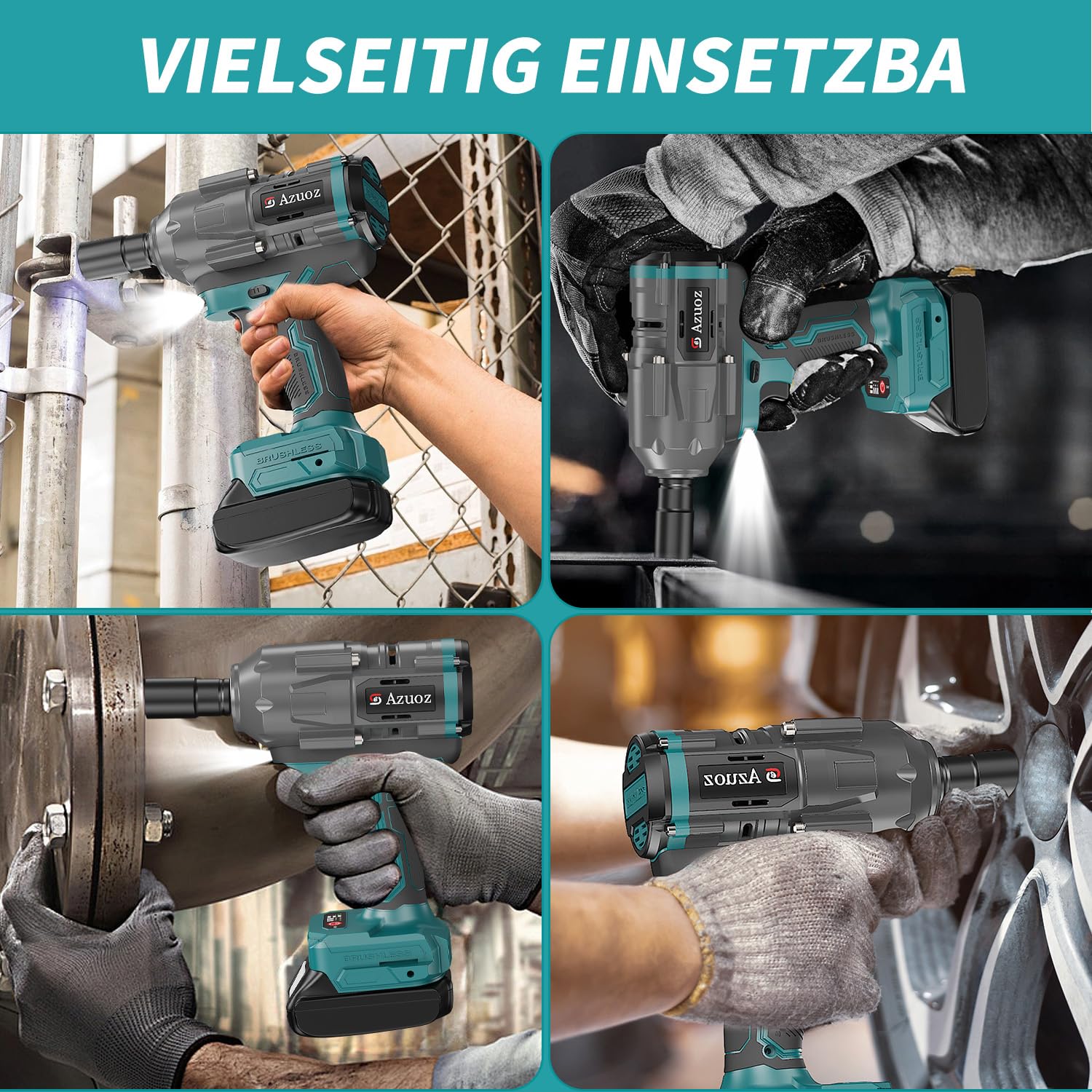 Akku Schlagschrauber 1/2 Kompatibel mit Makita 18V,Bürstenloser Schlagschrauber mit 1500 Nm/1106 FT-LBS, 4-Gang Schlagbohrschrauber 2100 U/min, Hohes Drehmoment, mit 5 Stecknüssen für Auto/Heimwerken