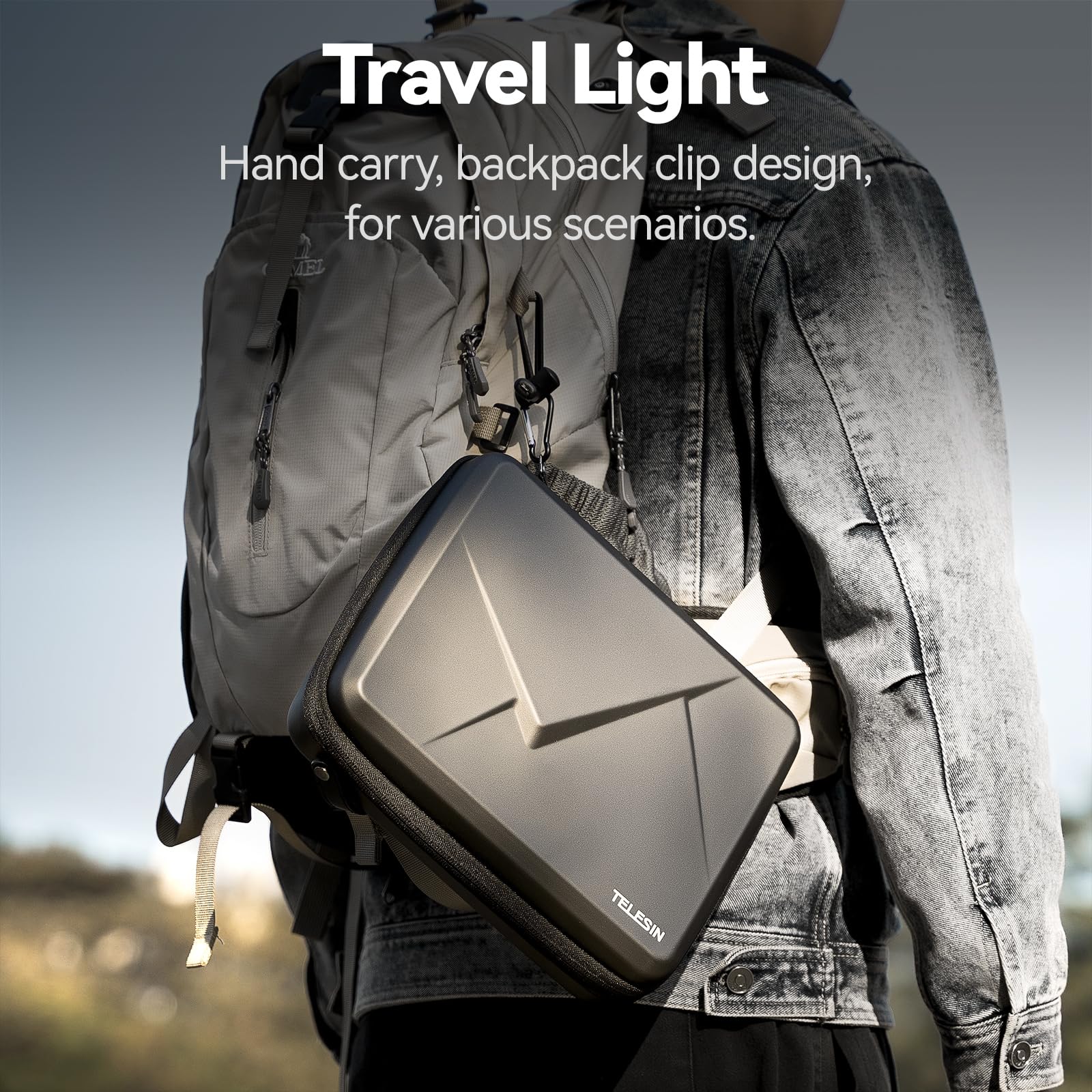 TELESIN Étui de Transport pour DJI Action 5/4/3, Coque Rigide étanche de Voyage pour DJI Osmo Action 5 Pro/Action 4/Action 3, Sac Portable pour caméra d’Action, Accessoires pour caméra d’Action
