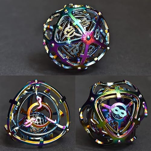 Miniatura 2 de RULE DICE Dados DND de metal musical, juego de 7 dados de metal musical, rodando como si el sonido de campanillas de viento, dados DND hechos a mano