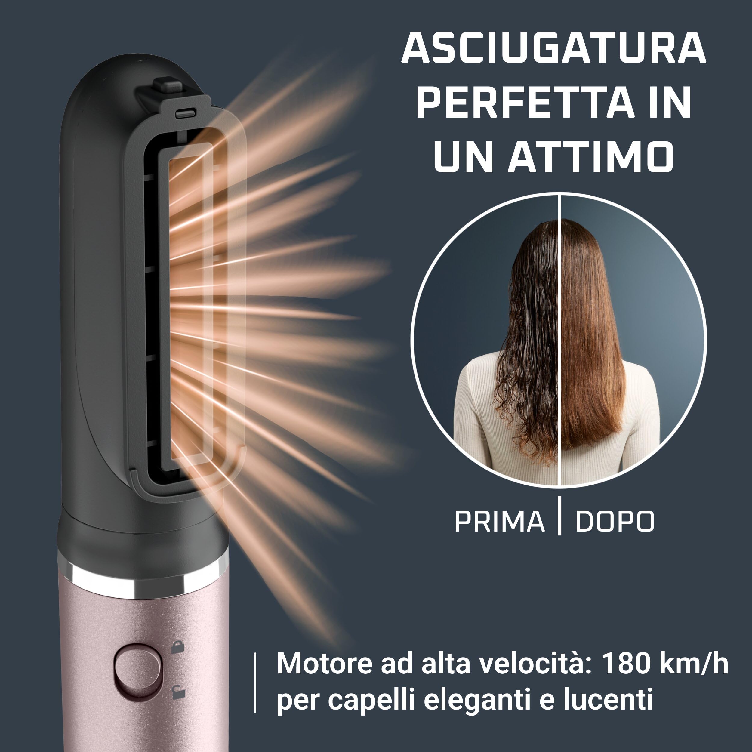 Rowenta Ultimate Experience Air Nano, Multistyler Professionale, UB9B20 | Potenza 950 W, 3 Velocità/Temperature, Asciugatura Rapida, Generatore di Ioni, Design Compatto, 320 G, Cinnamon Pink/Hottin