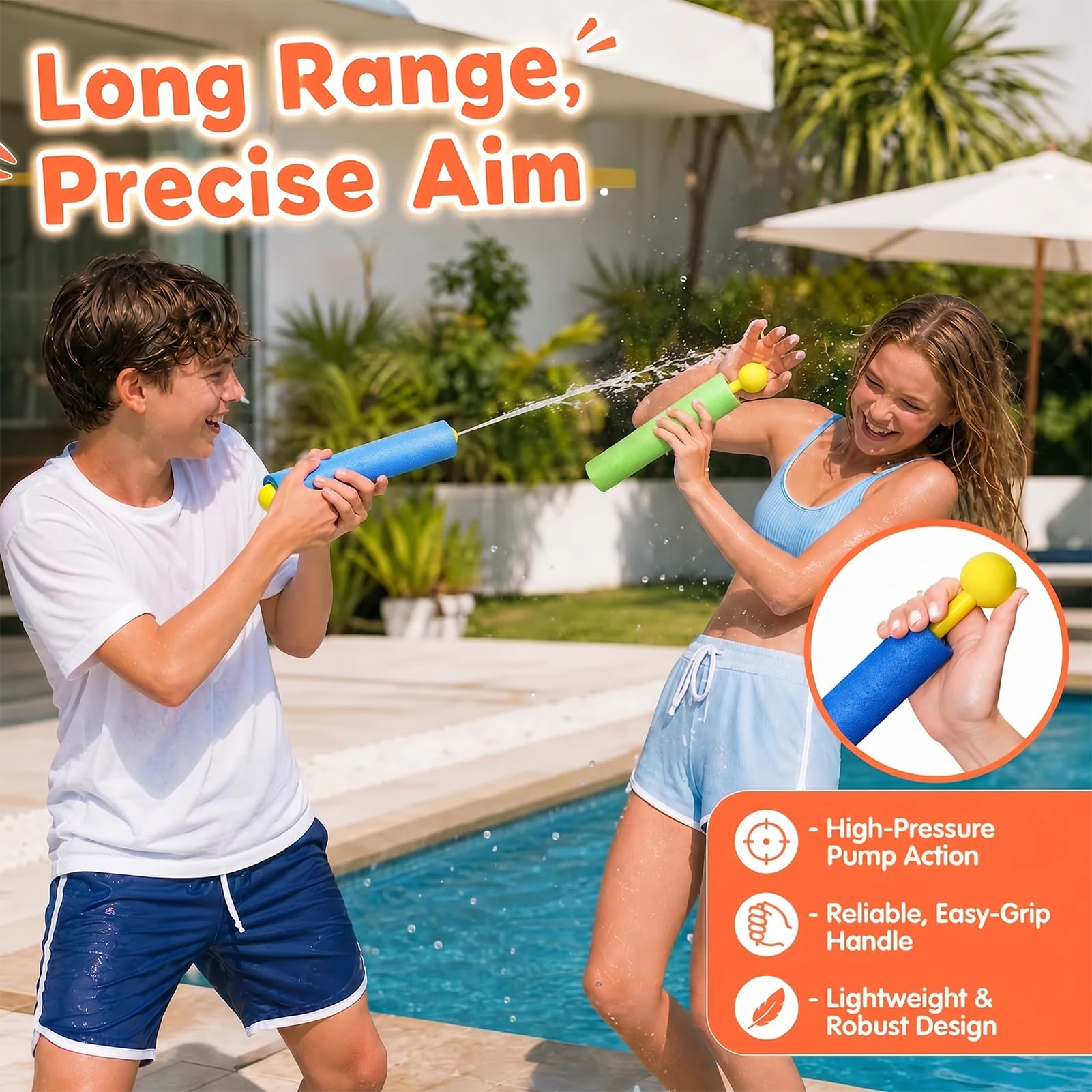 Pistolas de Agua de Espuma para Niños, Pack de 16 Mini Juguetes Acuáticos, Juguetes de Piscina para Niños y Niñas, Juguetes de Verano para Playa, Jardín y Fiesta Infantil