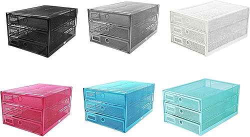 Miniatura 6 de Exerz - Organizador de escritorio de malla de alambre con 3 niveles deslizantes, cajones clasificador de papelmultifuncionalconstrucción sólida de