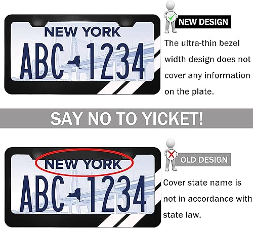 Miniatura 5 de YOSRTER 2 marcos de matrícula de aluminio para accesorios Dodge, marco de cubierta de matrícula, cubierta de matrícula mate, cubierta de matrícula