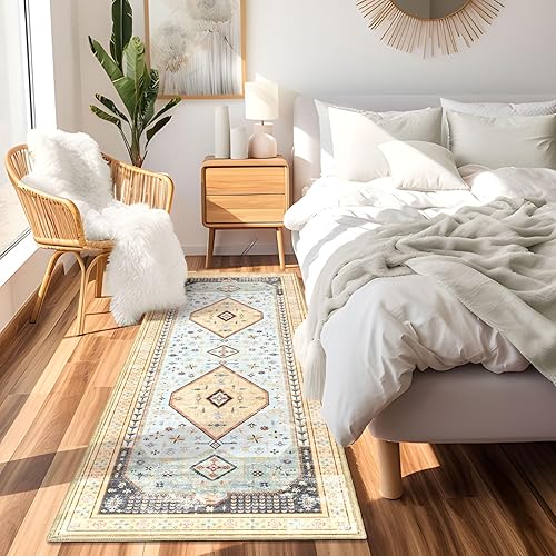 Miniatura 3 de MUJOO Alfombra lavable para pasillos, antideslizante, larga, para cocina, baño, dormitorio, mesita de noche, cuarto de servicio, alfombra bohemia
