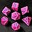 Bescon Fresh New Solid Metal Dice Set Deep Pink with Blue Numbers,Metal Miniature Polyhedral dice Set of 7 for Role Playing Games