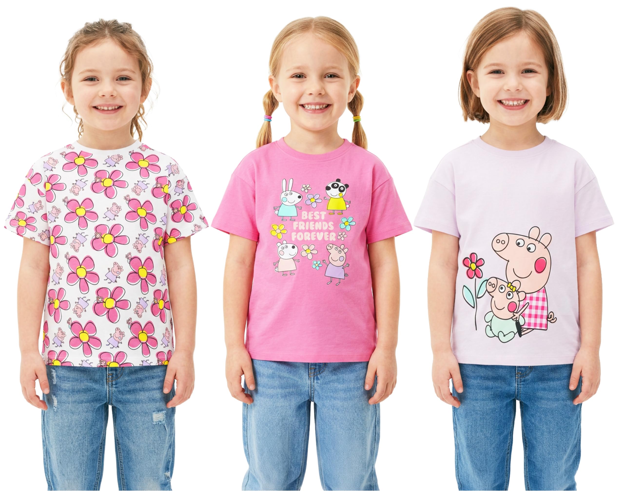 Peppa Pig Magliette Bambina 18 Mesi-5 Anni, Set 3 T-Shirt Cotone Manica Corta, Abbigliamento Bambina Estivo, Idea Regalo Ragazza