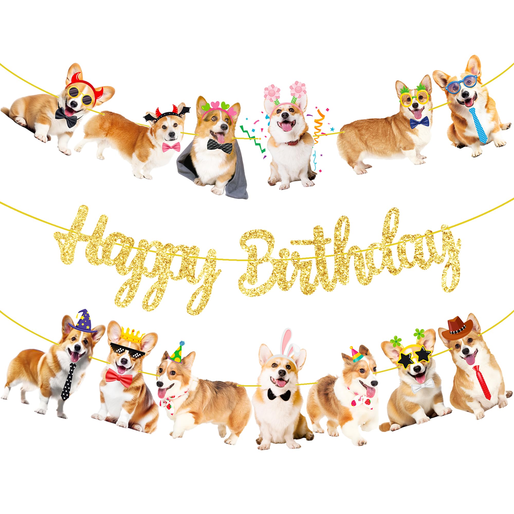 Corgi Birthday Party Banners 3Pcs Corgi Birthday Decorations Dog Banner Dog Party Decorations for Pet Puppy Baby Shower Supplies