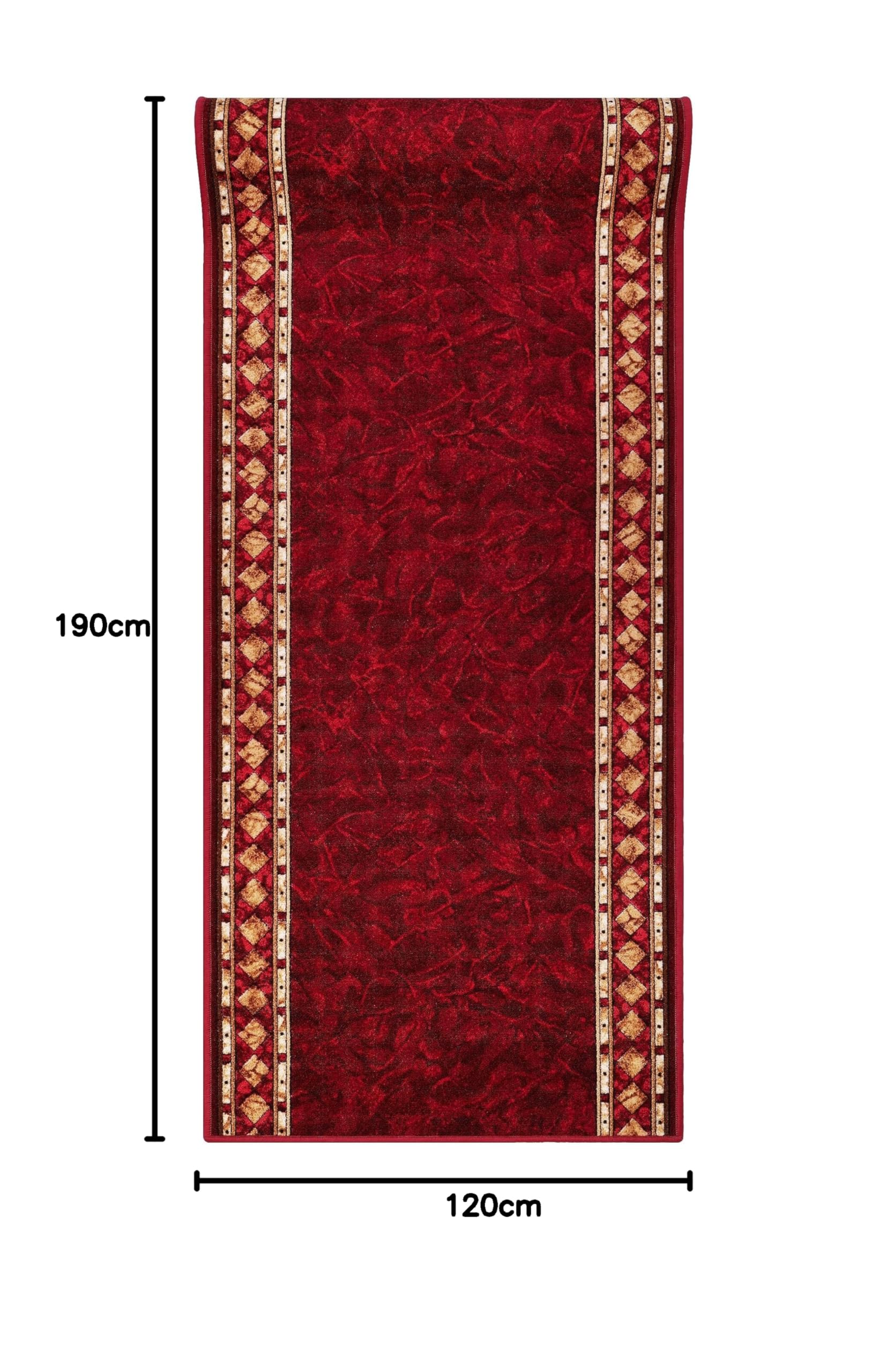 TAPISO Alfombra de Pasillo Antideslizante de Pelo Corto Resistente Alfombra por Metros Diseño Moderno Rojo Beige Alfombra de Cocina Salón Recibidor Habitación 120 x 190 cm
