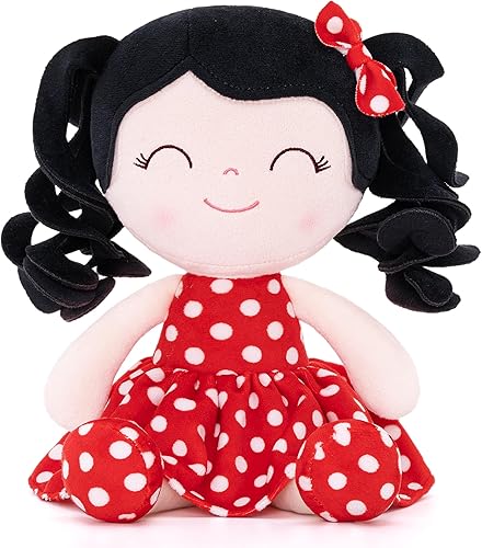 Miniatura 5 de Gloveleya Muñeca Baby Dolls Soft Doll Baby Girl Regalos Cabello Rizado Lunares Vestido Rojo Primavera Niña 12 pulgadas