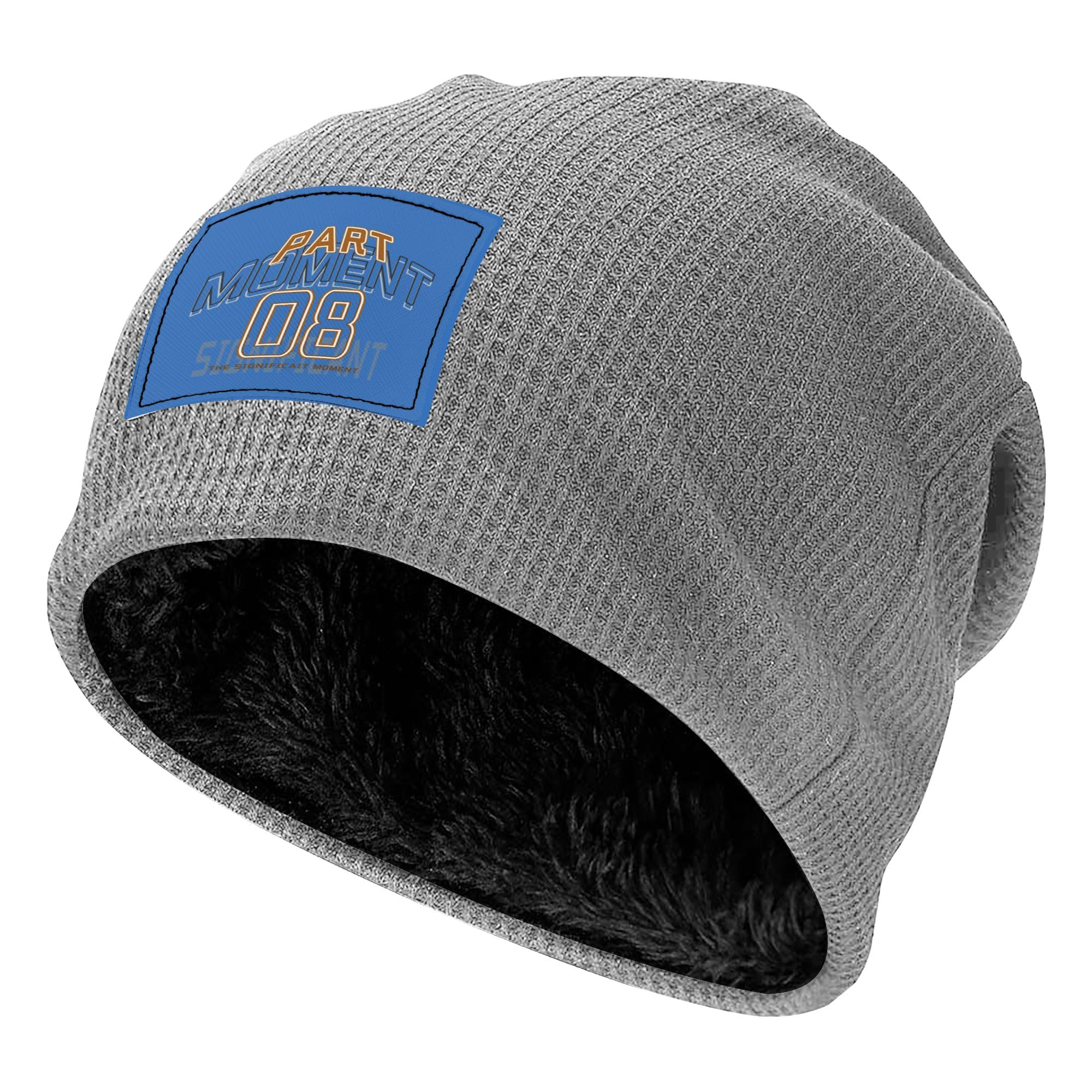 Bonnet gaufré intérieur peluche de haute qualité gris clair - 8