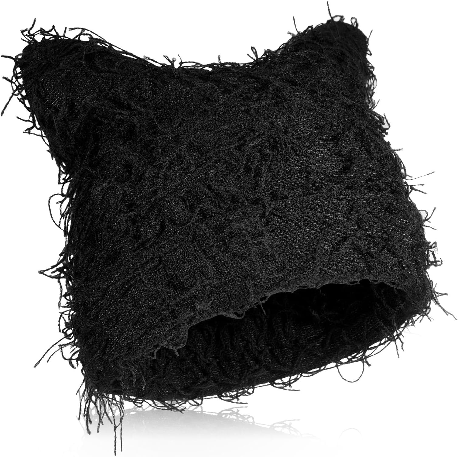 Distressed Knitted Cat Ear Beanie Y2K for Women Men Vintage Crochet Hat Thick Slouchy Warm Cat Ear Hat Winter Outdoor