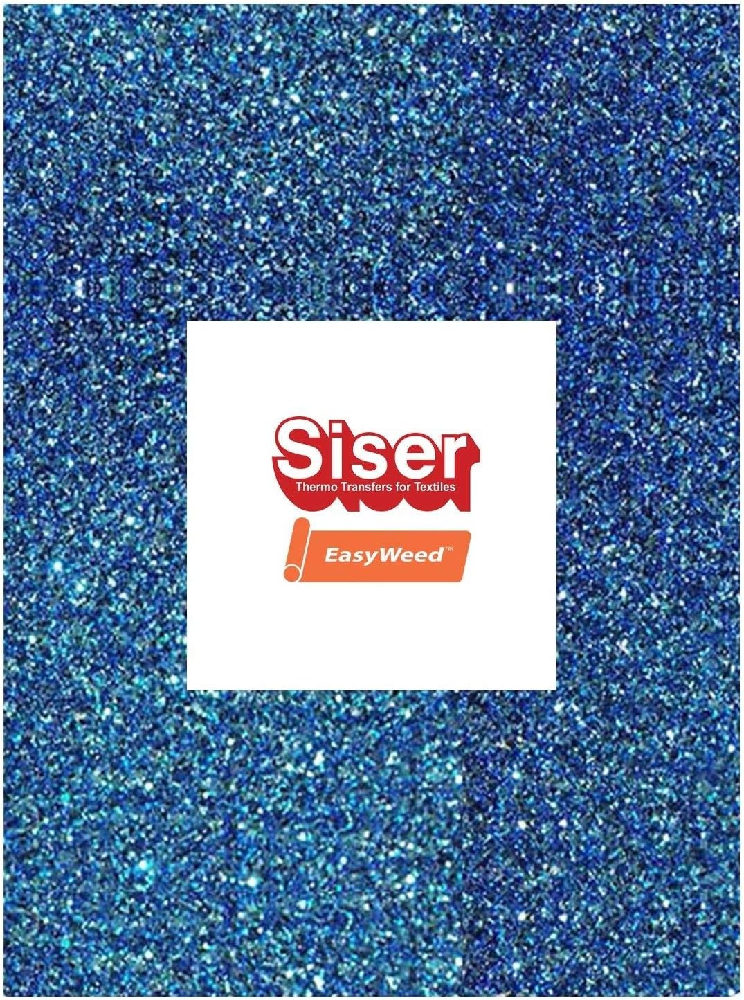 A4 Vinyl Sheets - Siser Easyweed - HTV Iron On Heat - Blue Glitter - Choose Quantity (1 x Blue Glitter - A4 Sheet HTV)