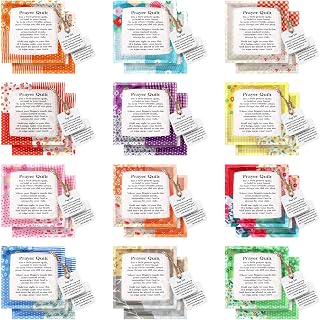 Prayer Quilt with Cross Inside Christmas Stuffers Gifts Mini Pocket Prayer Cloth Quilt Square Christian for Cancer Patients Women Encouragement Scripture Religious Holiday(24 Pack,Bright)
