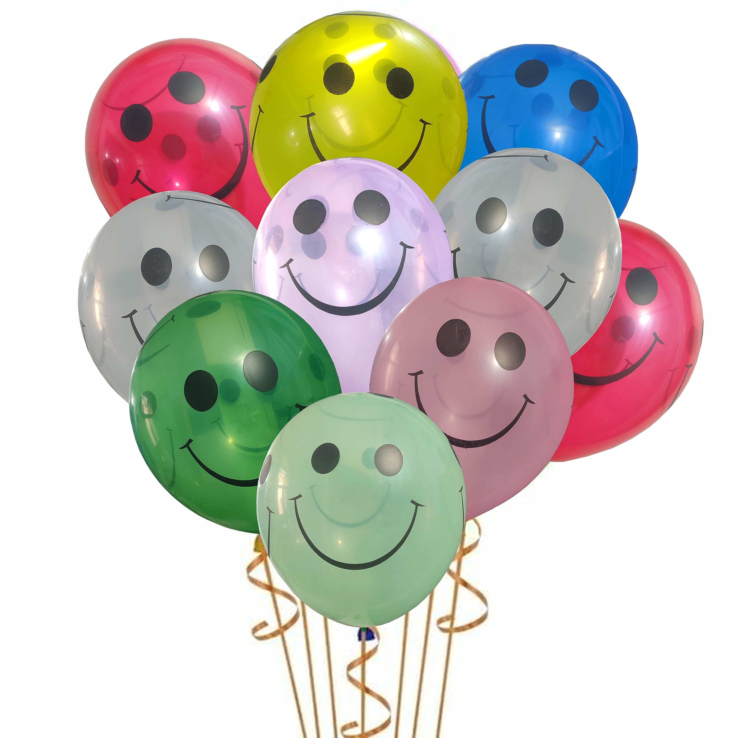 Smiley Face Printed Emoji Rubber Balloons Multicolor (Pack of 30)