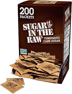Sugar In The Raw Turbinado Cane Sugar Packets, 200 Count, Natural Sweetener for Drinks and Baking, Vegan, Gluten-Free, No...