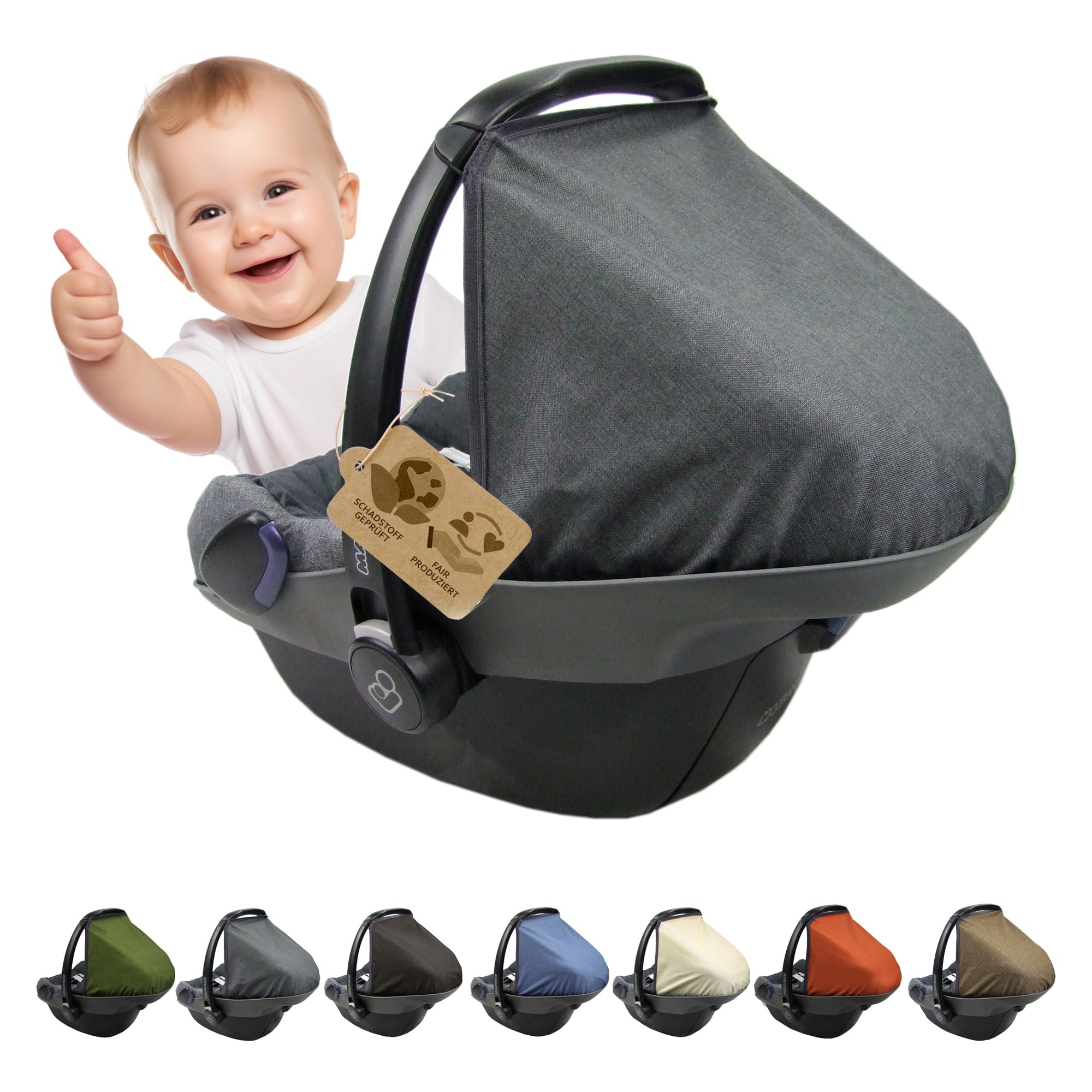 sonnensegel maxi cosi pebble Sonnenverdeck Sonnendach Sonnenschutz für Babyschale kompatibel mit Gruppe 0+ meliert dunkelgrau Baby McLean Hangemattenhalterung für Anhängerkupplung Etrusco Colour:Sundown Yellow
