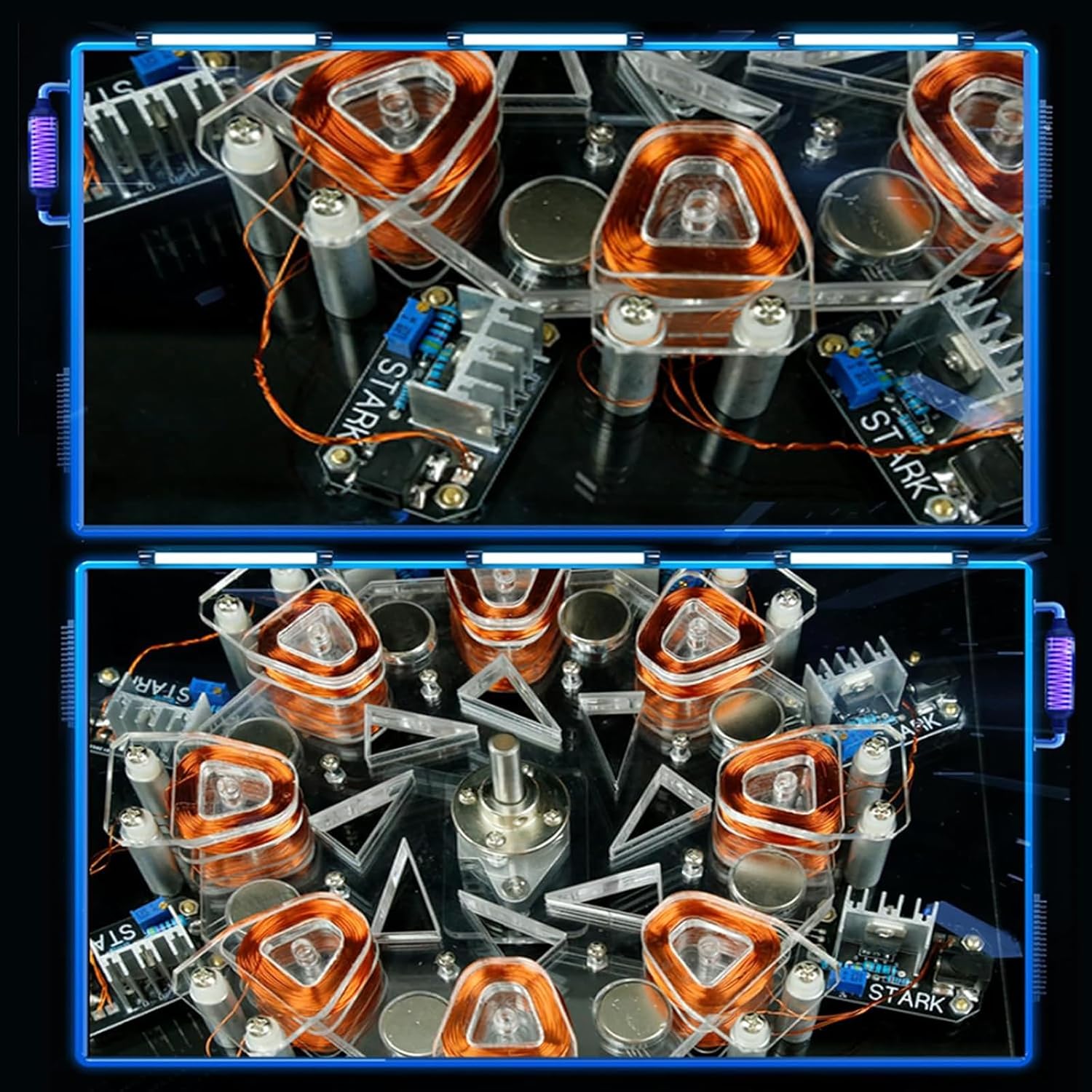 8-Coil Disc Motor, Strong Magnets Brushless Model, Magnets Pseudo Perpetual Motion Machine, 5000-10000 RPM, Individually Controlled, Acrylic Shell, for Physics Education