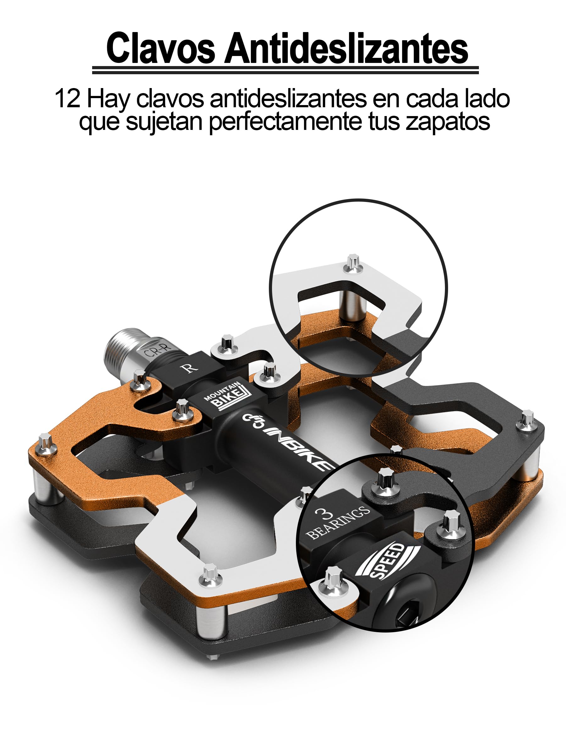 INBIKE Pedales Bicicleta Pedales Plataforma De Aluminio Rodamiento De Acero Cromado 9/16 para Bicicleta De Montaña Carretera