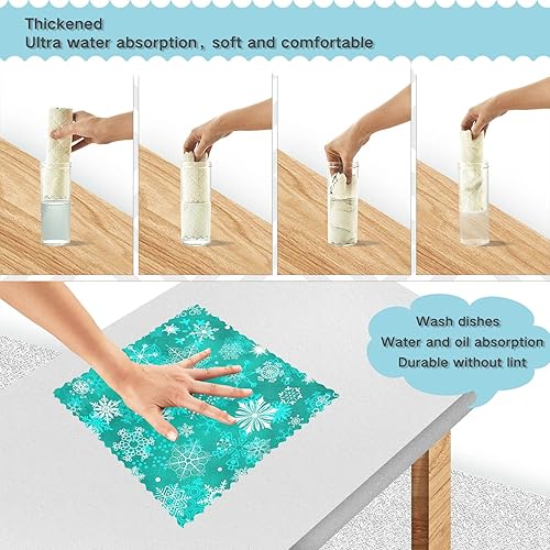 Miniatura 4 de SUABO Paños de cocina de trébol verde oscuro, paquete de 6 toallas de cocina de secado rápido, toallas de té absorbentes, toallas de limpieza para