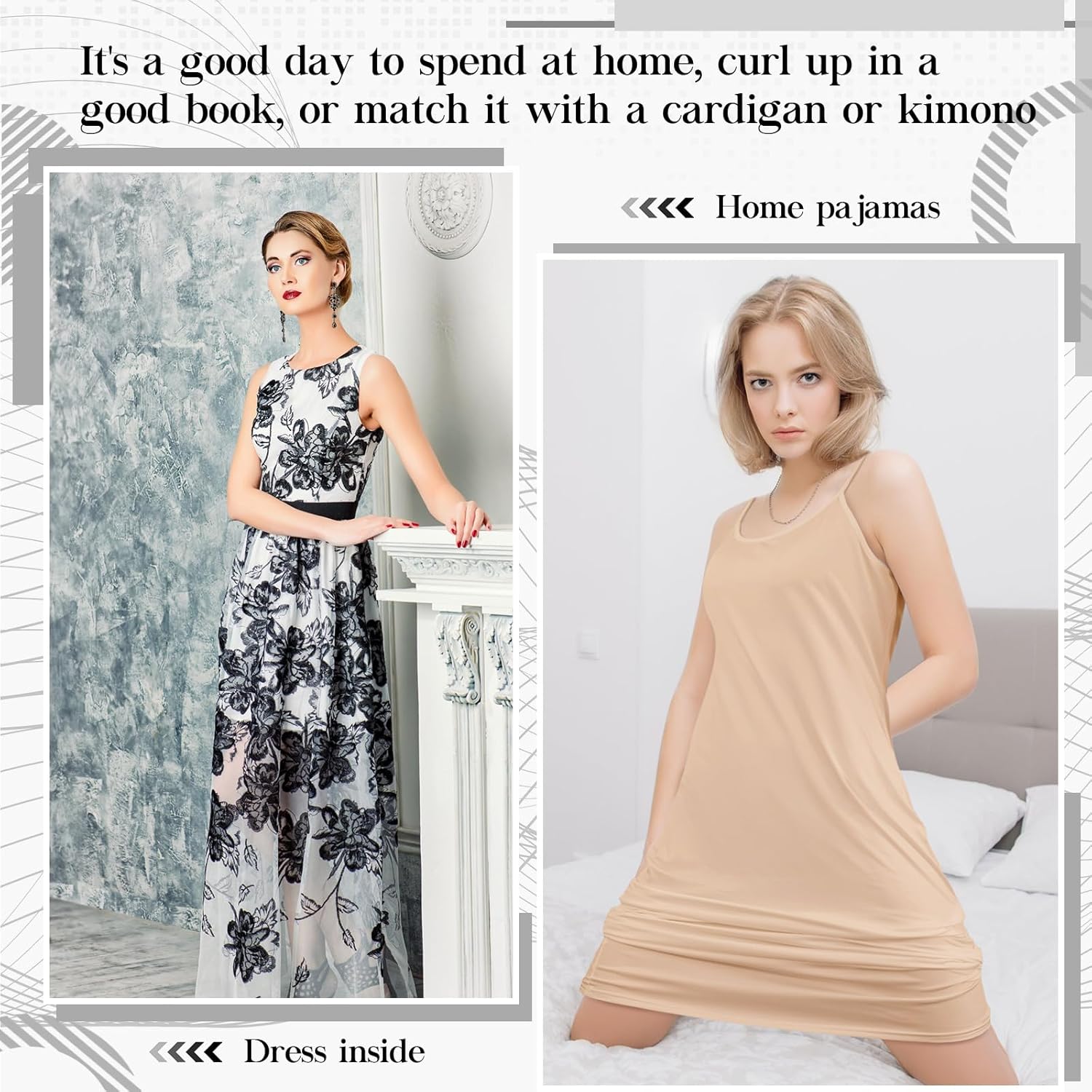 Jiuguva 2 Pcs Full Slip for Under Dresses Adjustable Spaghetti Strap Sleeveless Nightgown Women's Slip Long Dress - Image 5