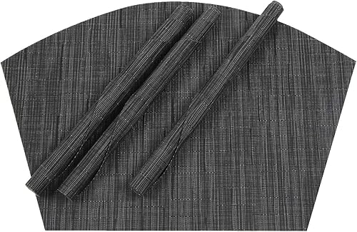 Miniatura 9 de SHACOS Juego de 5 manteles individuales pequeños de vinilo tejido con cuña de vinilo con centro de mesa, resistentes al calor, se limpian con un