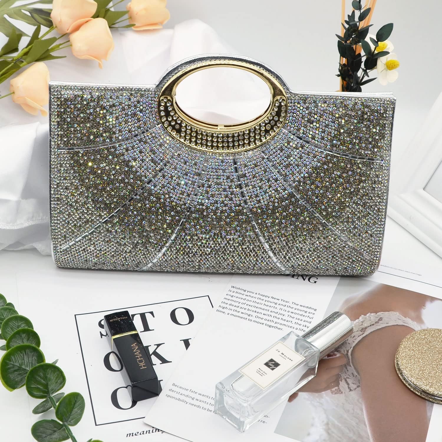 Labair Rhinestone Clutch Purses for Women Sparkly Evening Bag Wedding Party Formal Handbags.