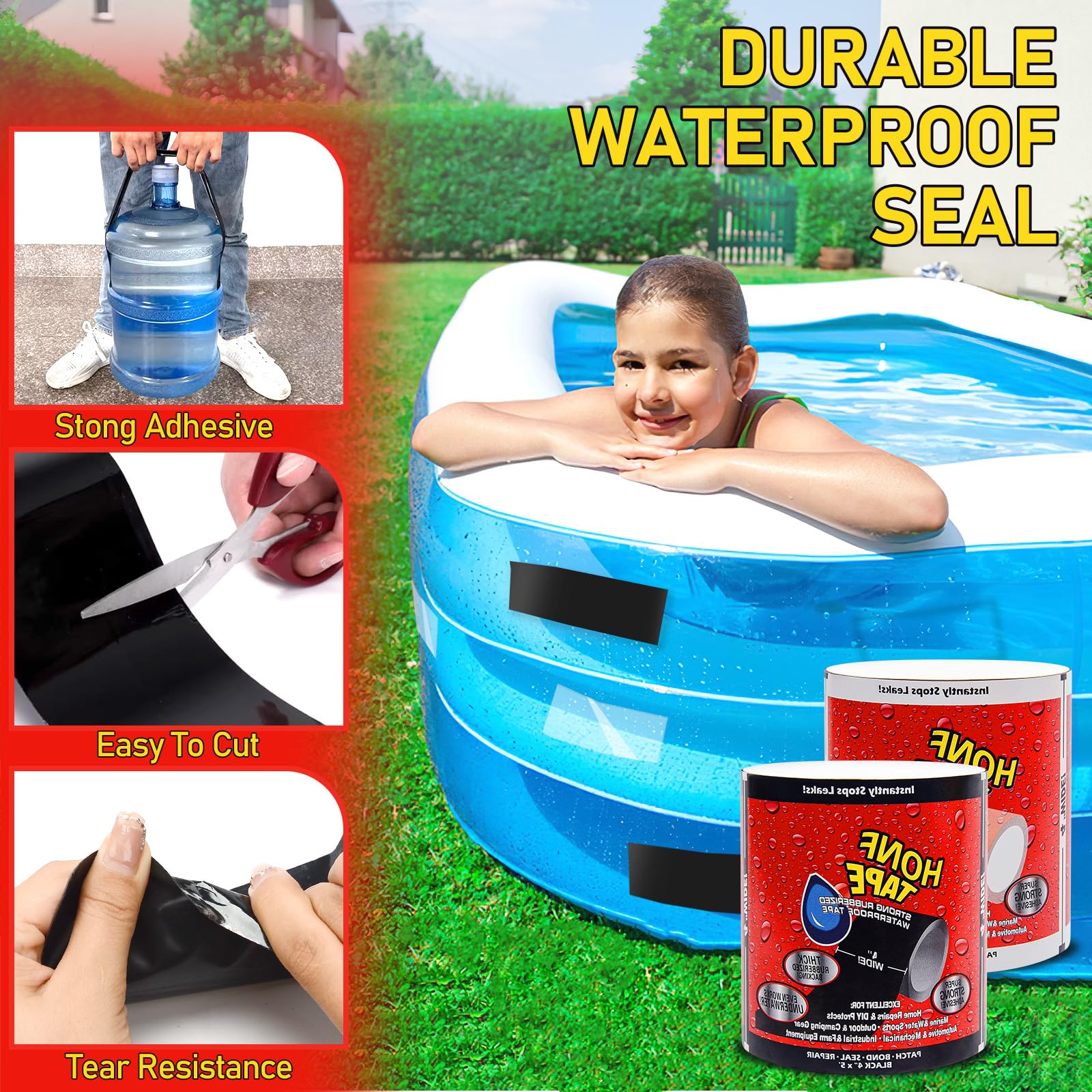 Ruban Adhésif Étanche Lot de 2 Réparation Piscine Tuyaux Tente Bâche
