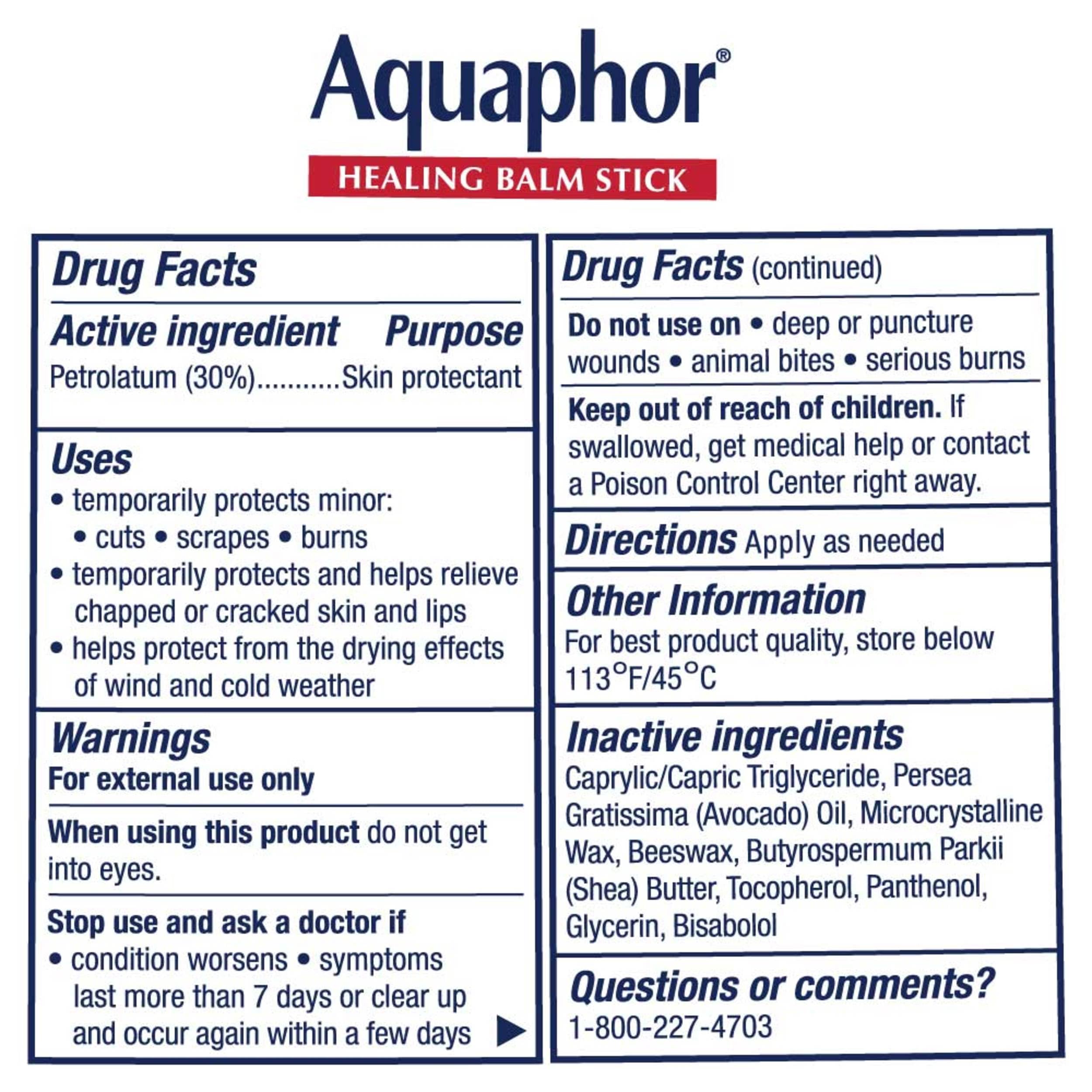 Aquaphor Healing Balm Stick - Skin Protectant -11 Aquaphor Healing Balm Stick - Skin Protectant -11