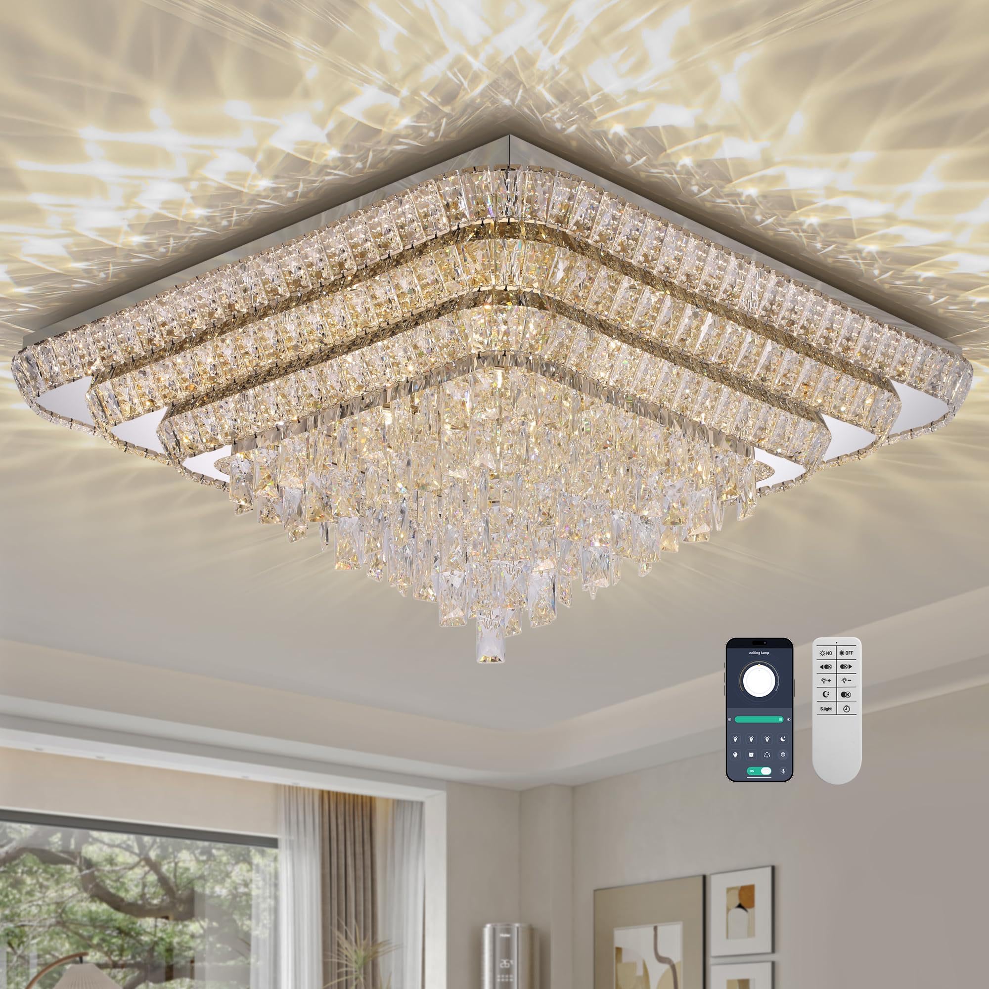 COCOSTAR Crystal Chandeliers, Modern Led Luxury Chandelier, 42