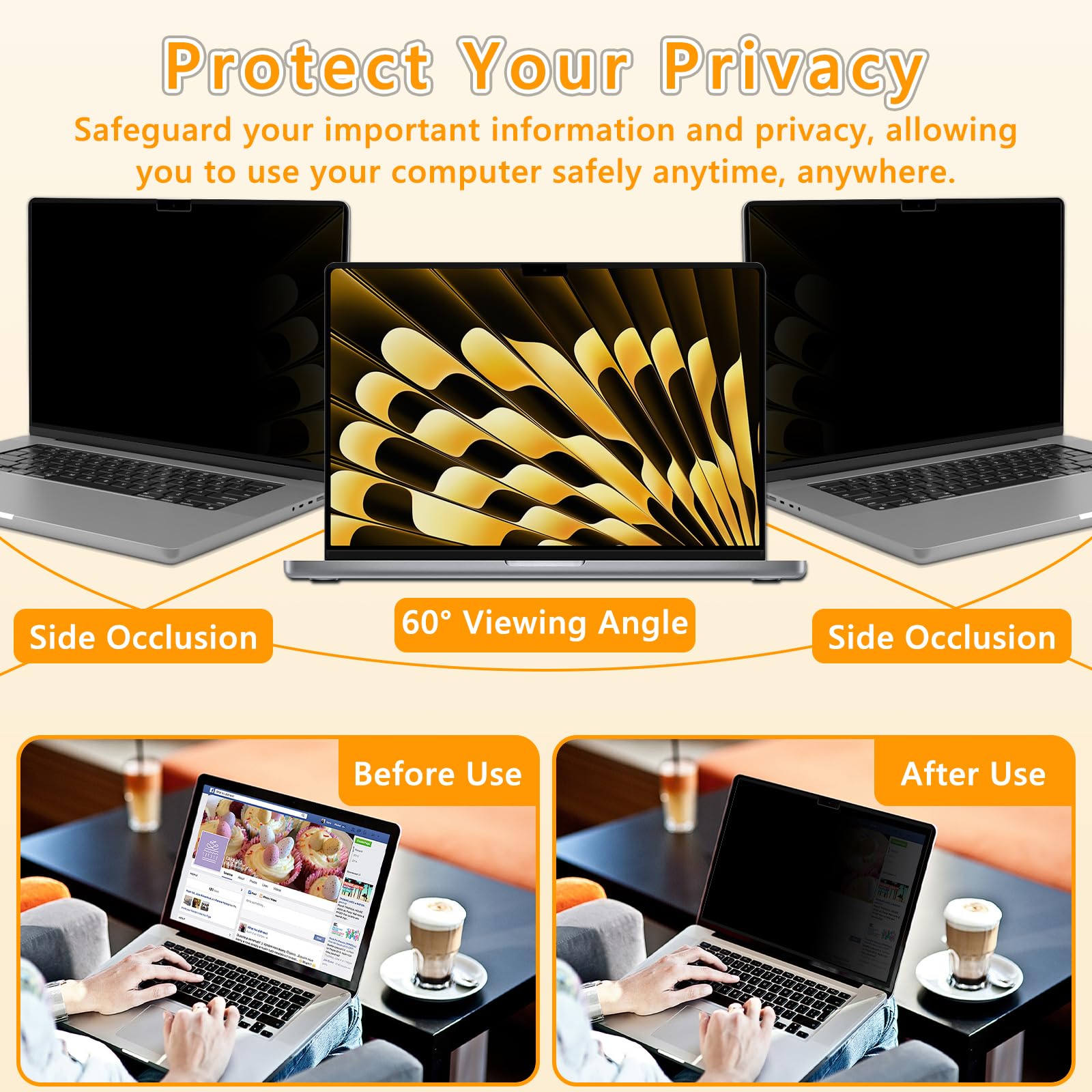 Magnetica Pellicola Privacy per MacBook PRO 16 Pollici (2026–2021 M5/M4/M3/M2/M1 PRO Max), Filtro Antiriflesso Anti-Luce Blu, Anti-Spia Privacy Filter, Rimovibile Pellicola per Apple Mac 16"