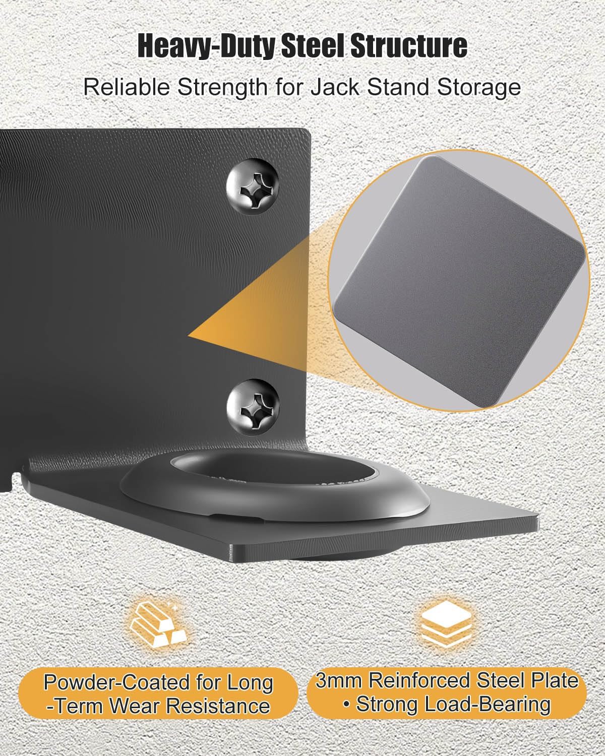 Wall Mount Jack Stand Rack, Heavy Duty Stainless Steel Floor Jack Holder for Garage Workshop Trailer