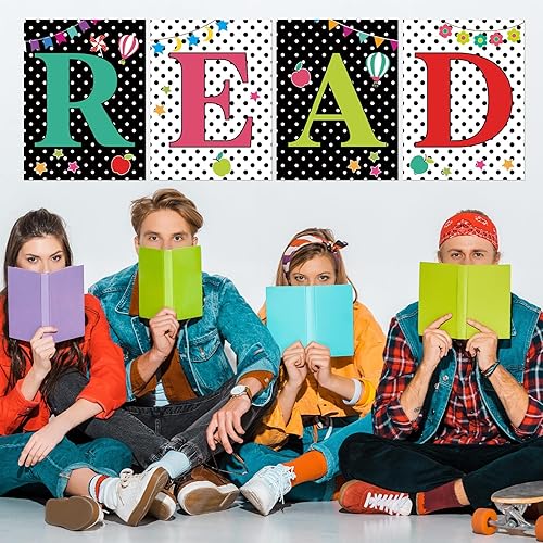 Miniatura 7 de Qeeenar Carteles de lectura, juego de letreros de lectura, decoración de biblioteca de colegialas, decoración de esquina de lectura, suministros de