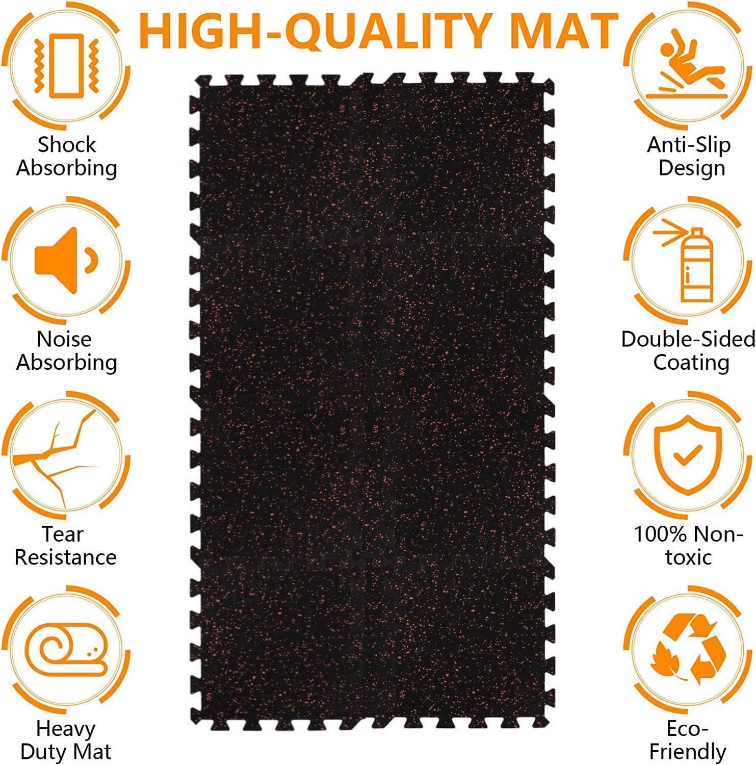 Tappeto Palestra 100% GOMMA alta densità (NO SCHIUMA EVA) Fitness Ginnastica Pavimento Puzzle Protettivo Incastro Tatami Sport Materassino Mattonella Home Gym Manubri (4 Pannelli 50x50 cm)