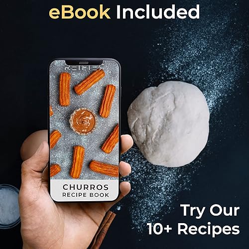 Miniatura 4 de Churrera Churro Maker Machine - Libro electrónico de recetas gratuito incluido - 8 discos intercambiables - Máquina para hacer churros - Máquina de