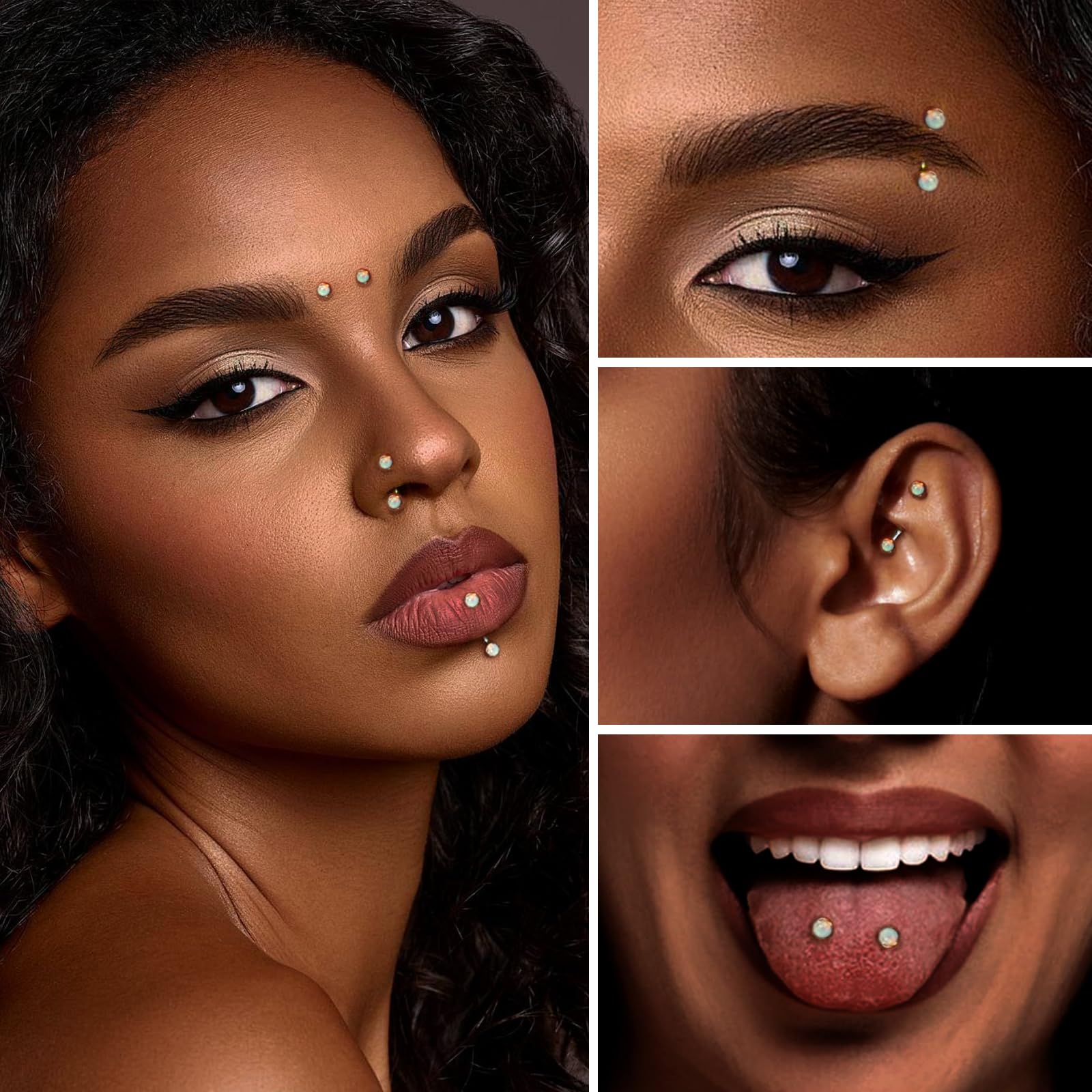 G23 tytan zakrzywiony brzana dym pionowy labret do ust Tragus Labret Daith kolczyk do brwi wąż oczy kolczyk srebrny opal 6 mm / 8 mm / 10 mm 16 g banan brzuch bar piercing brwi