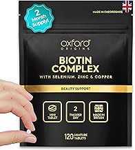 Award Winning Micro Biotin Hair Growth Complex 15000mcg with Zinc, Selenium & Copper - Made in The UK | High Strength Biotin Tablets for Daily Hair, Skin & Nails Support | 120 Mini Tablets