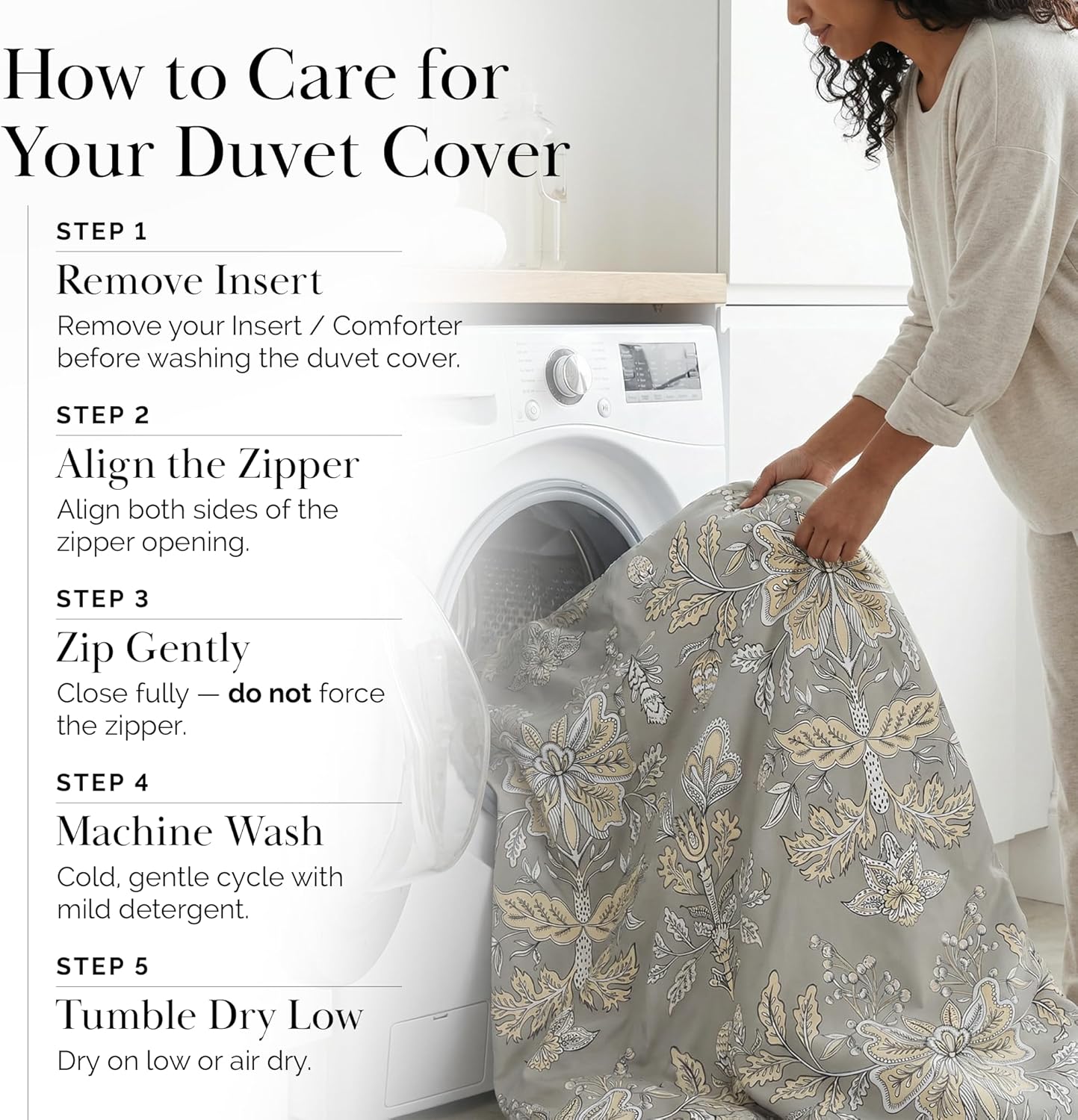 Southshore Fine Living, Inc. Oversized Floral Twin/XL Duvet Cover Set Premium Brushed Microfiber Bedding, Wrinkle-Resistant Zipper Closure Includes 1 Twin Duvet Cover & 1 Pillow Sham, Sandy Grey