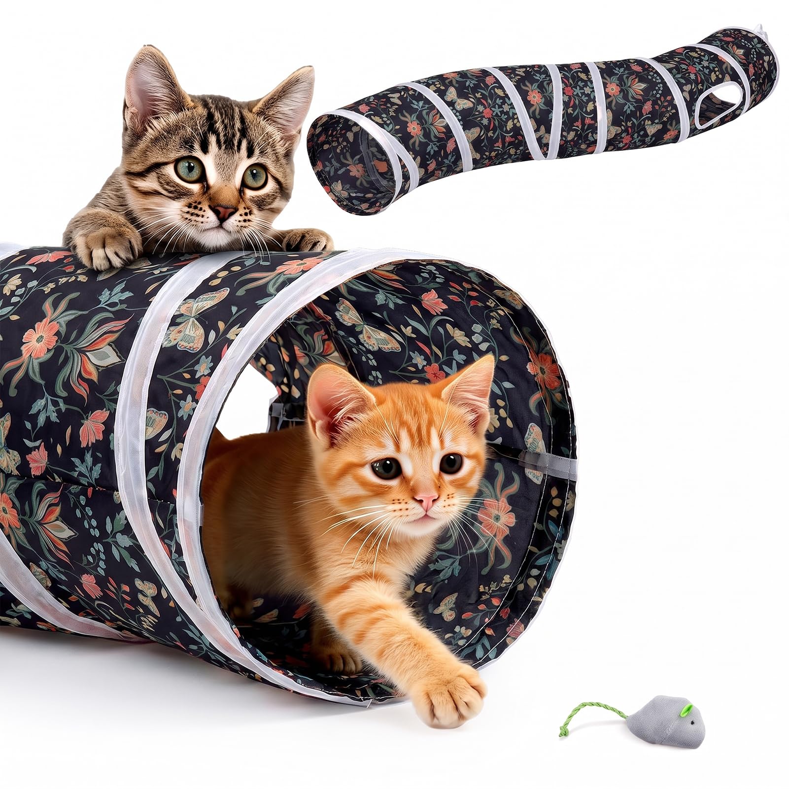 Glittme S-Shape Cat Tunnel, Foldable Cat Tunnels for Indoor Cats