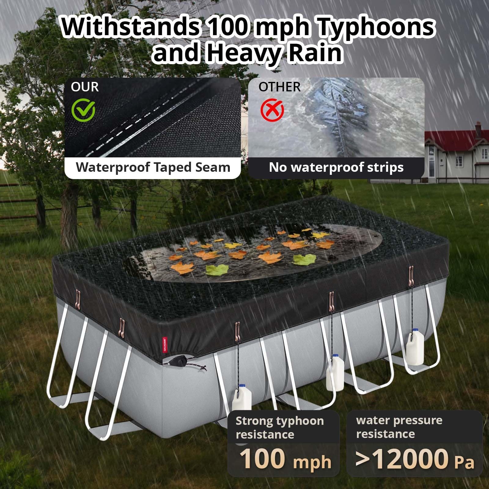 QH.Home Bâche De Piscine Ovale De 2,7 X 5,5 M Avec Cliquet Breveté