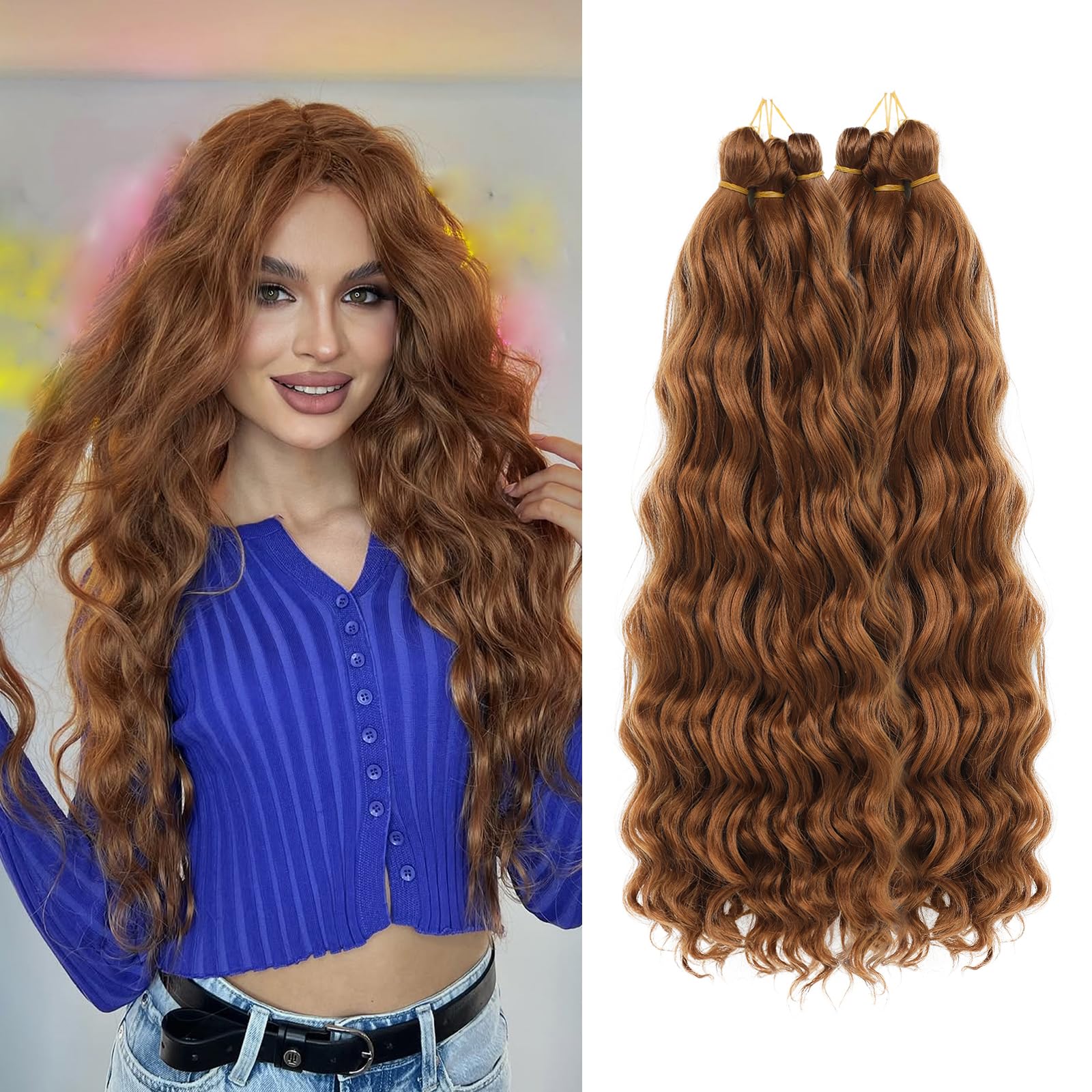 MLETULIPS Extensiones de pelo trenzado rizado, trenzas de crochet de onda profunda